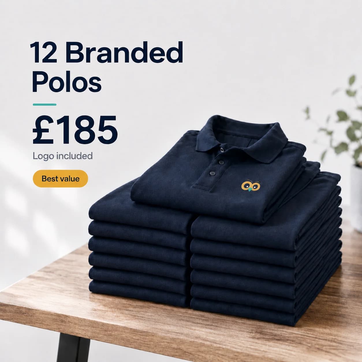 12 Branded Polos — £167.00