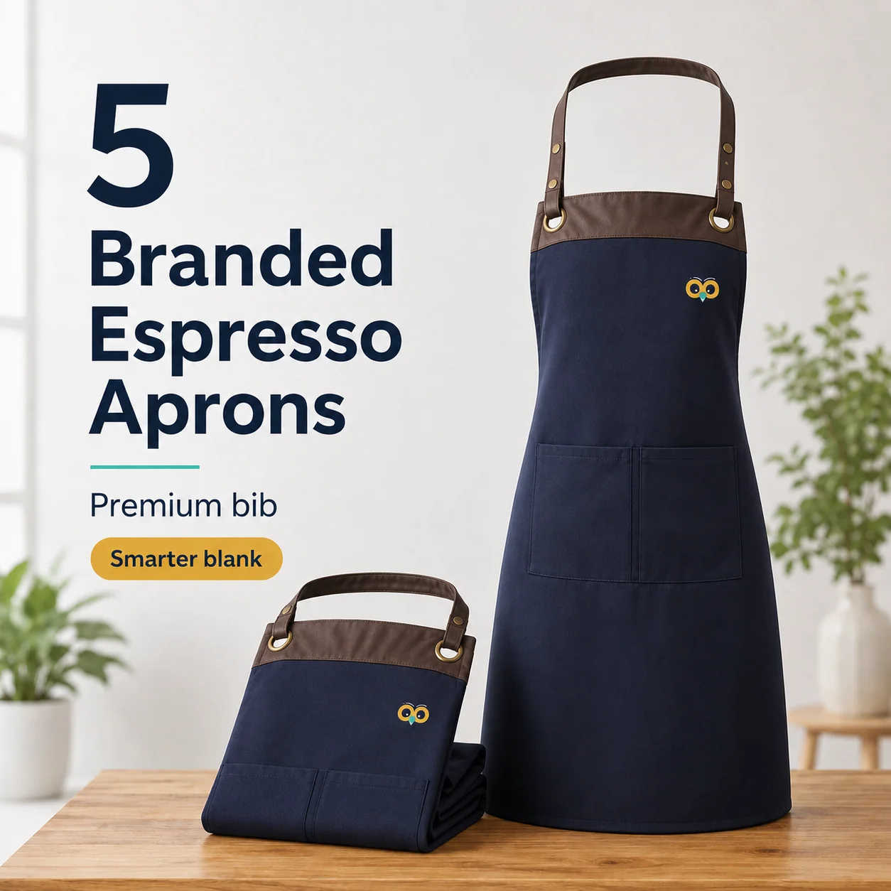 5 Branded Espresso Aprons — £125.00
