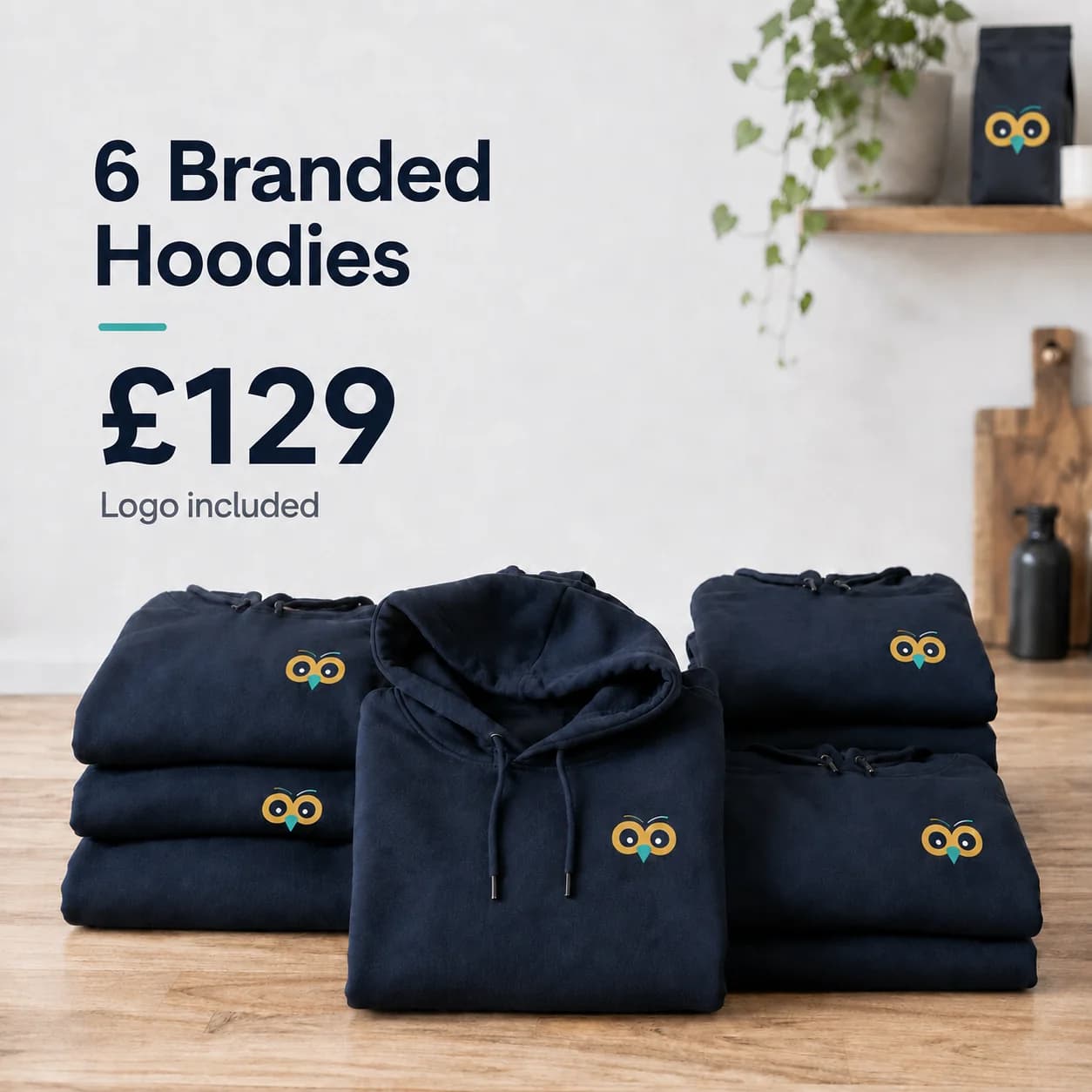 6 Branded Hoodies — £129.00