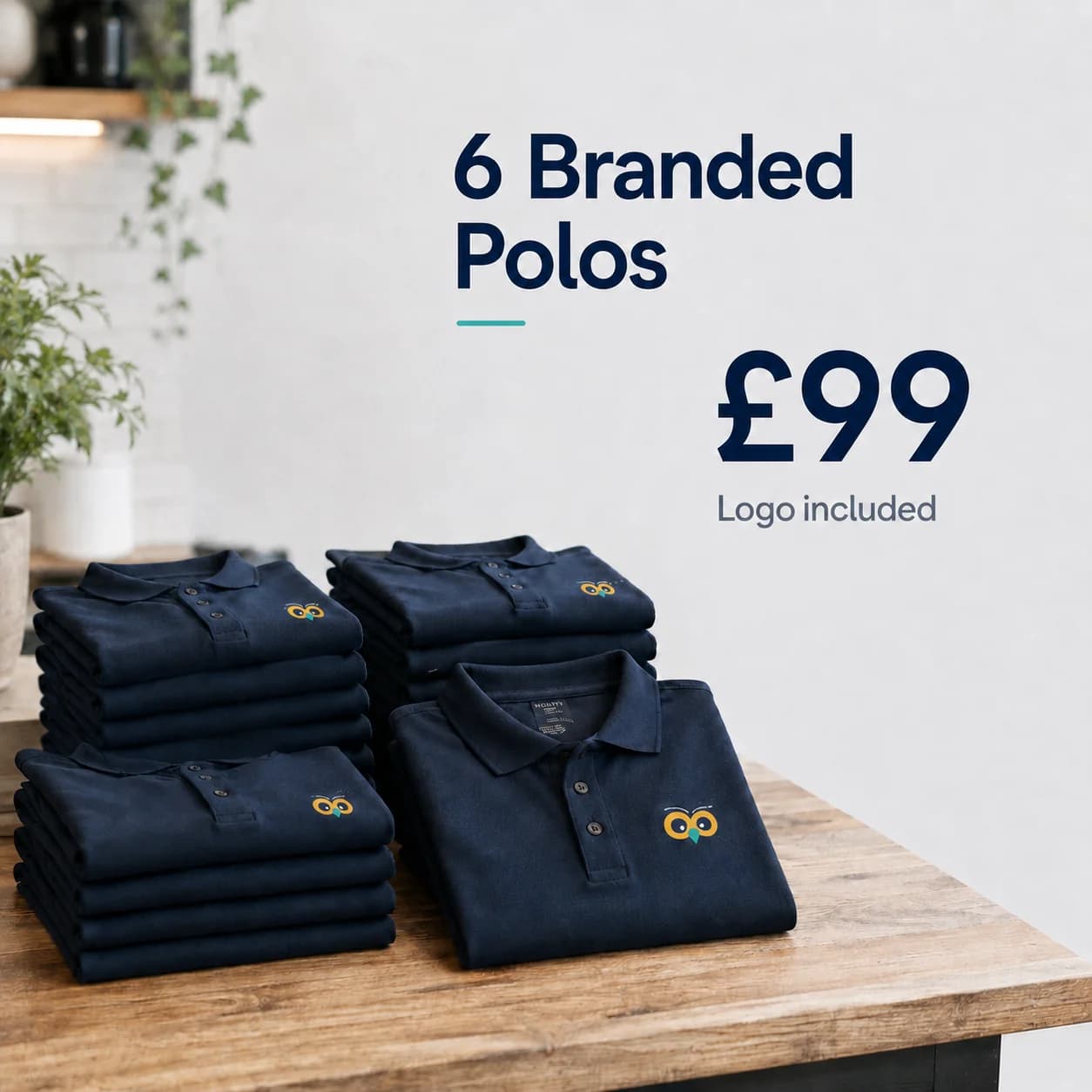 6 Branded Polos — £99.00